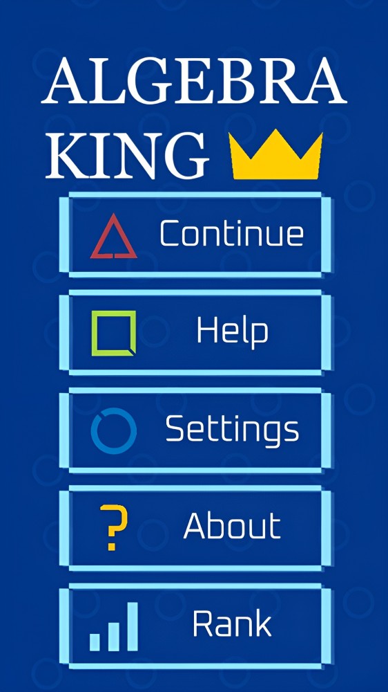 Algebra King - Main menu